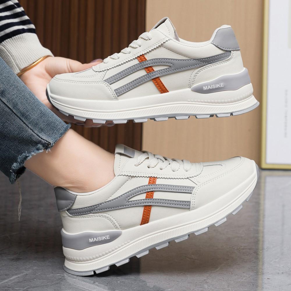 Summer new leather shoes platform sports casual women's shoes little white shoes soft sole lightweight running shoes lightweight trendy shoes