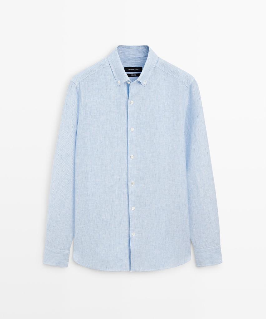 Masimodutti 100% Linen Regular Fit Pinstripe Shirt