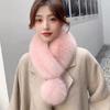 Faux Fox Fur Scarf Thickened Warm Luxury Texture Winter Women Neck Warmer Collar Shawl Fashionable Elegant