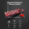   Sweet Keyboard Mouse Combo Mixed Color 2.4G Wireless Keyboard Mouse Set Circular Suspension Key   for PC Laptop Light Brown