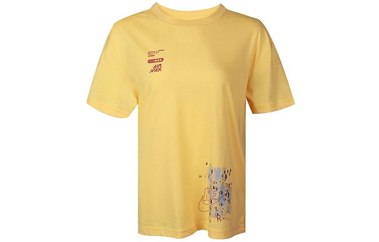 Nike T Shirts Women s Yellow Crew Neck Moderate Straight Fit CT8921-795 M