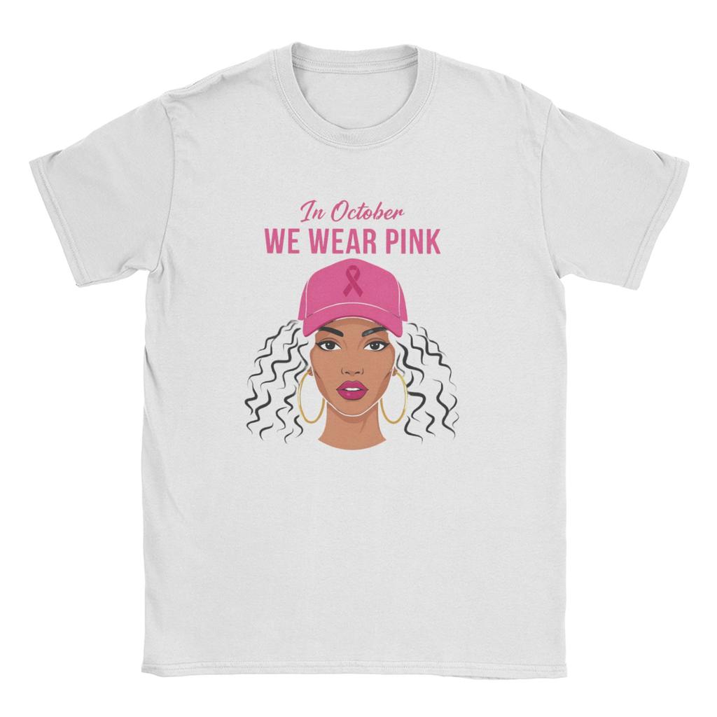 Herren T-Shirts Im Oktober Tragen Wir Rosa Mode 100% Baumwolle T-Shirts Kurzarm T-Shirt Rundhals Kleidung Druck