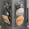 Wall-Mounted Suction Cup Pot Lid and Cutting Board Storage Rack