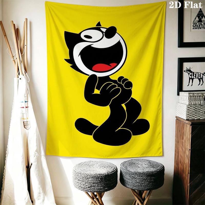 felix the cat Wall Tapestry Aesthetic Wall Hanging Printed Fabric Blanket Decorative Tapestries for Bedroom Living Room Home Decor