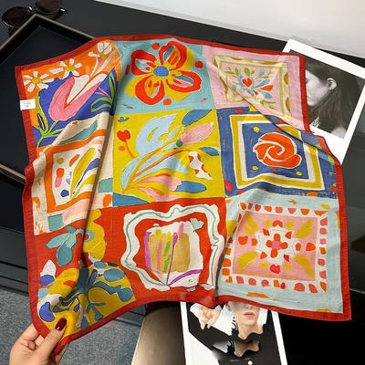 70% Baumwolle 30% Seide Schals und Tücher Quadratisches Tuch Damen Halstuch Bandana Weiblich Sommer Halstuch Kopftuch Wickel Hijab 65cm