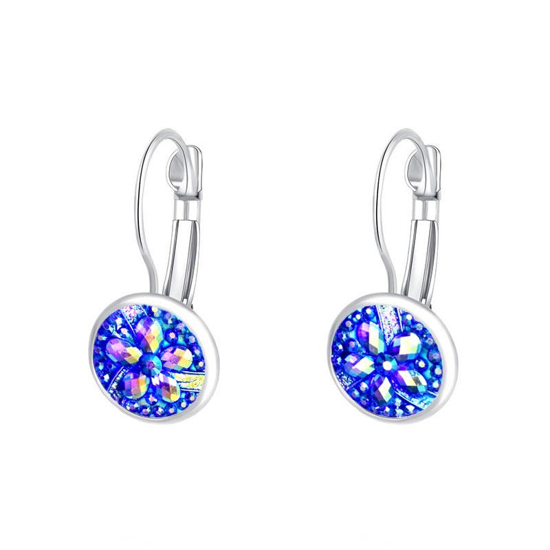 Simplee Koreanische Mode Ohrringe mit rundem Stein für Damen Kupferfarbe Hängeohrring 2023 Trend Zirkon K-Pop Accessoires