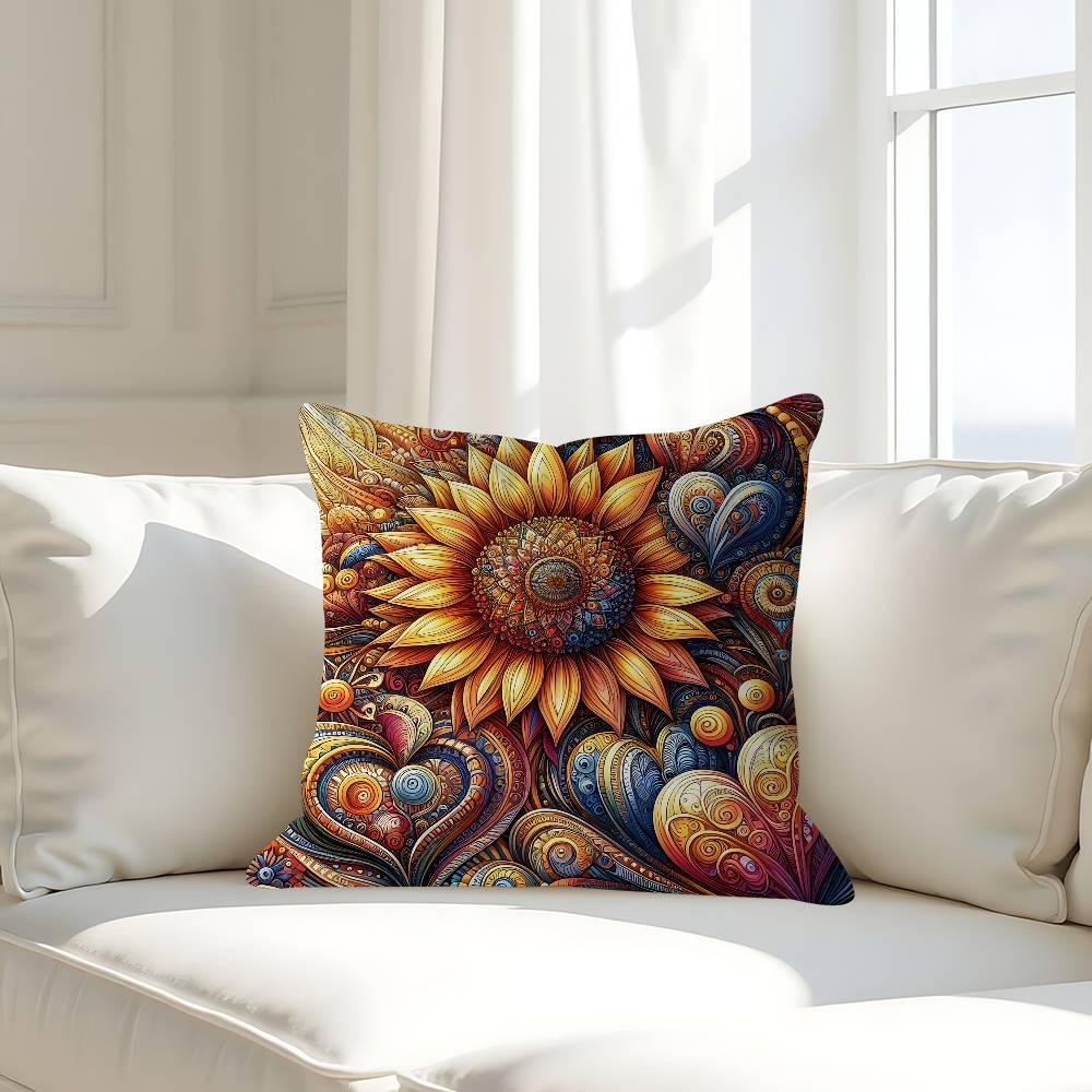 

Арт Чехол для подушки «Подсолнух» Съемный Моющийся Чехол для подушки – Мягкий Лен для любого сезона 16x16Inch