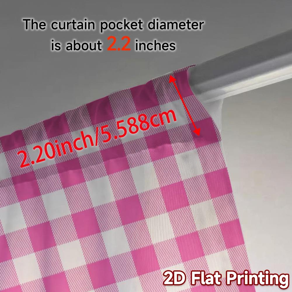 2 Stück 2D-Flachdruck-Vorhänge (Ohne Stange) Rosa Karomuster Minimalistische Moderne Vorhänge Vielseitig 100% Polyester