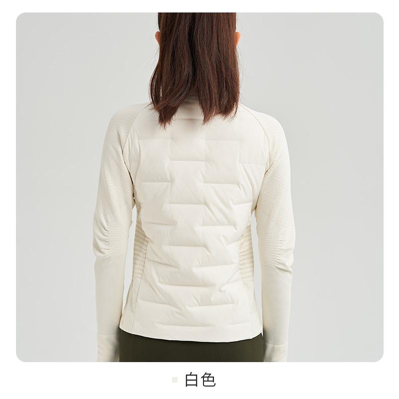 Winter Running Sports Top Yoga Fitness Jacket White Goose Down Jacket Warm Light Short Slim Jacket