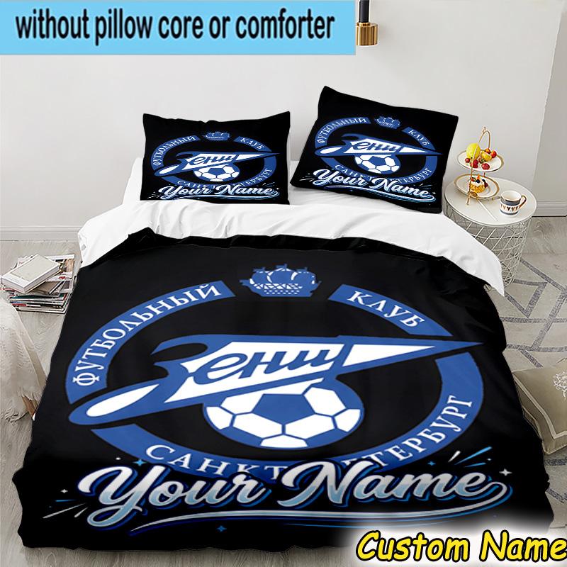 Custom Name Zenit Football Bedding Set 3PCS Duvet Cover Closure Includes 1 Duvet Cover & 2 Pillowcases for All Seasons Bedroom Decor