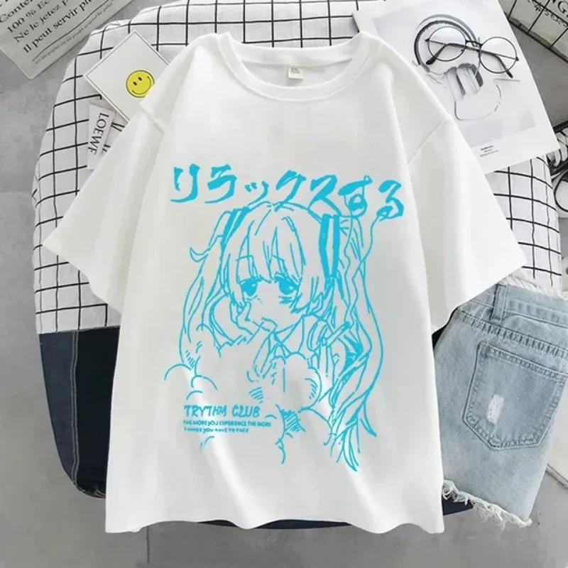 Womens Anime Y2k Oversized T-shirt Print Kawaii Clothing Japanese Graphic Streetwear T Shirt Harajuku Grunge Tops