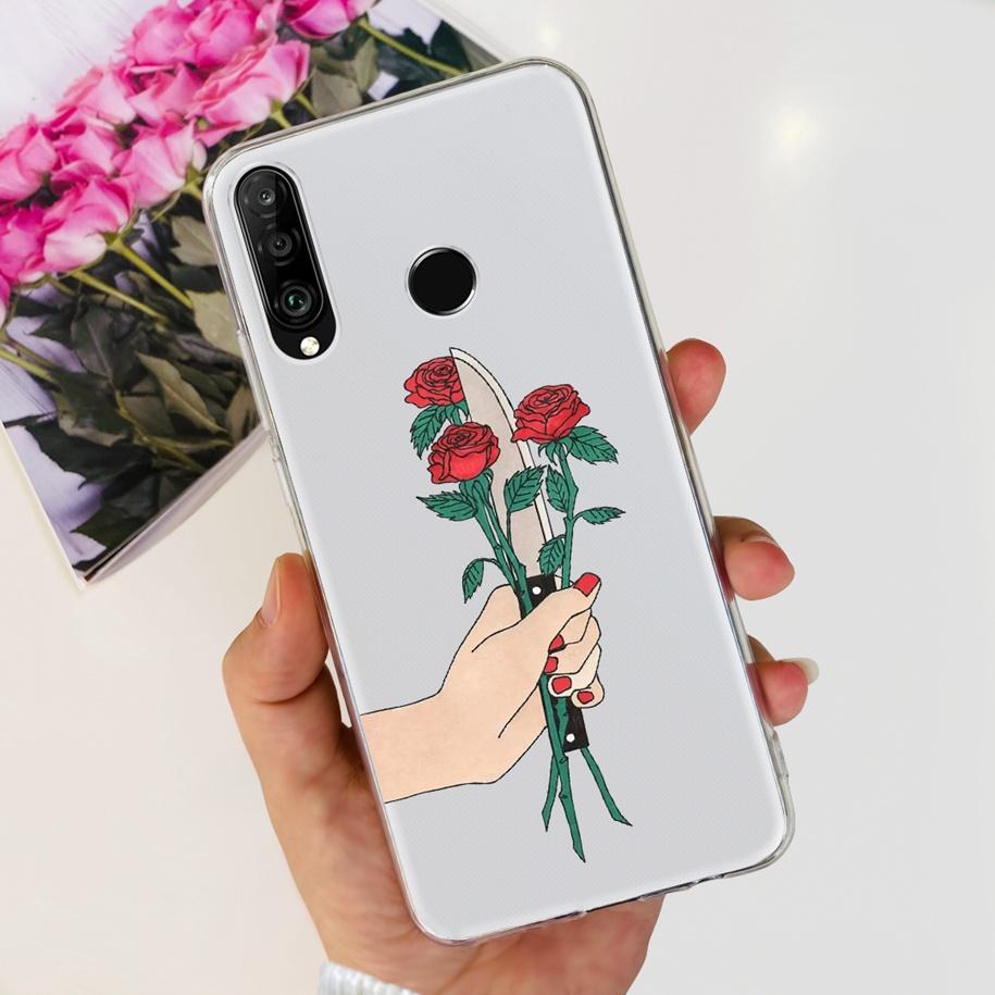 For Huawei P30 Lite Case 2020 Fashion Flower Bumper Soft Silicone Clear Cover For Huawei P30 Lite Pro Fundas P 30 P30Lite Hoesje