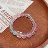 Natürliches rosa Kristallarmband für Damen, Zuckerwürfel Aquamarin Weißkristall Armband, stilvolles Design, ein modisches Geschenk für eine Freundin