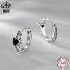 Avle Retro Heart Pattern S925 Sterling Silver Oxidized Earrings for Women