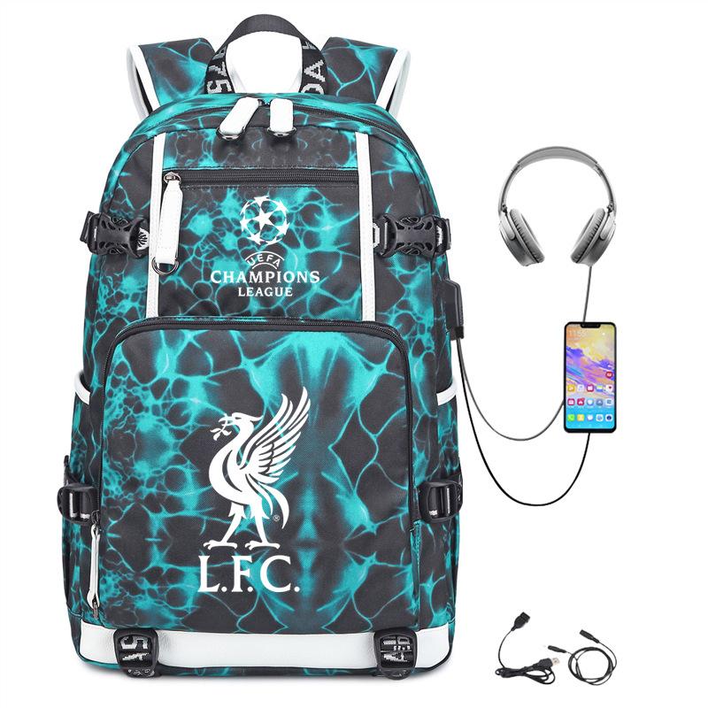 Football Printed Student Backpack Multifunctional Usb Interface Large Capacity Leisure Travel Backpack