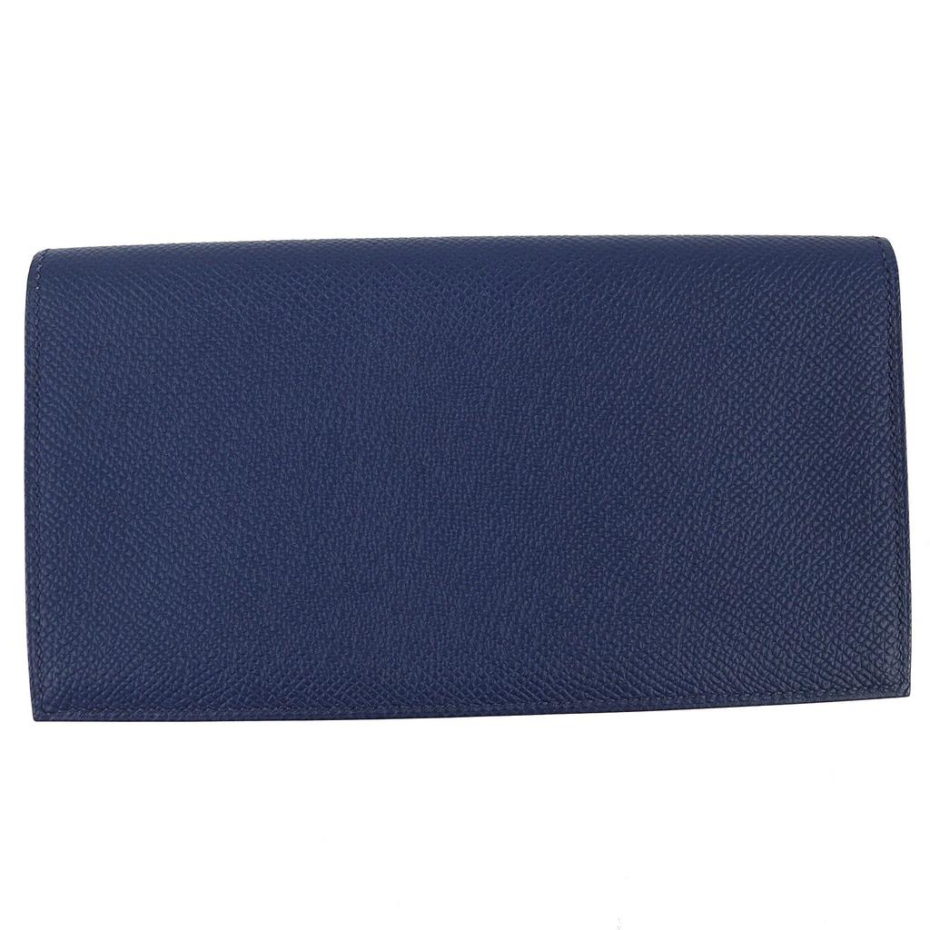 Great HERMES Bifold Wallet MC2 Fleming Bifold Wallet Purse Navy Epsom Leather Used