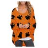 Women's  Printed Top Casual Loose Off-the-shoulder Long Sleeve T-Shirt