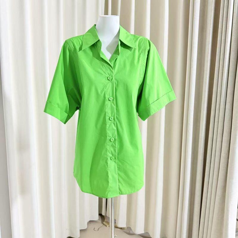 

This Color Is Too Refreshing and the Fabric Is Very Wide Sleeve Cage Short sleeve Shirts Green L