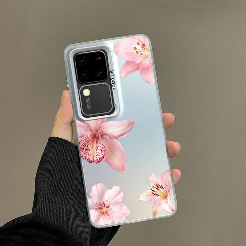 For Samsung Galaxy S21 S23 S24 FE S25 S24 S23 S22 Ultra Plus Laser Phone Case Realistic Lily Flower Print Shockproof Back Covers