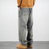 Men's Retro Wide-Leg Straight Jeans - Casual Spring/Autumn Drape Trousers