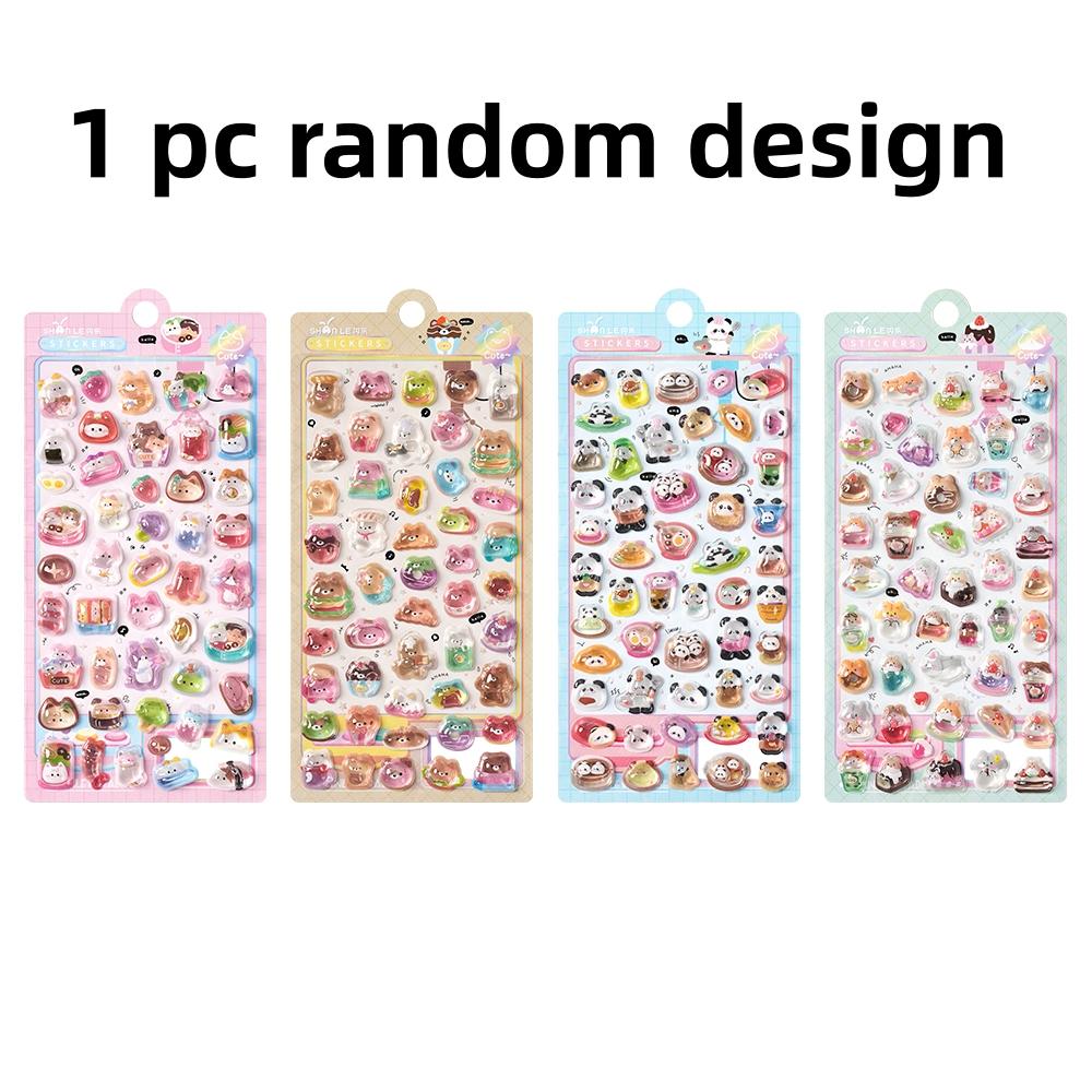 1Pcs/4Pcs Cute Animals Sweet 3D Relief Stickers Journaling Diy Diary Stationery Sticker Decor School Supplies Gift