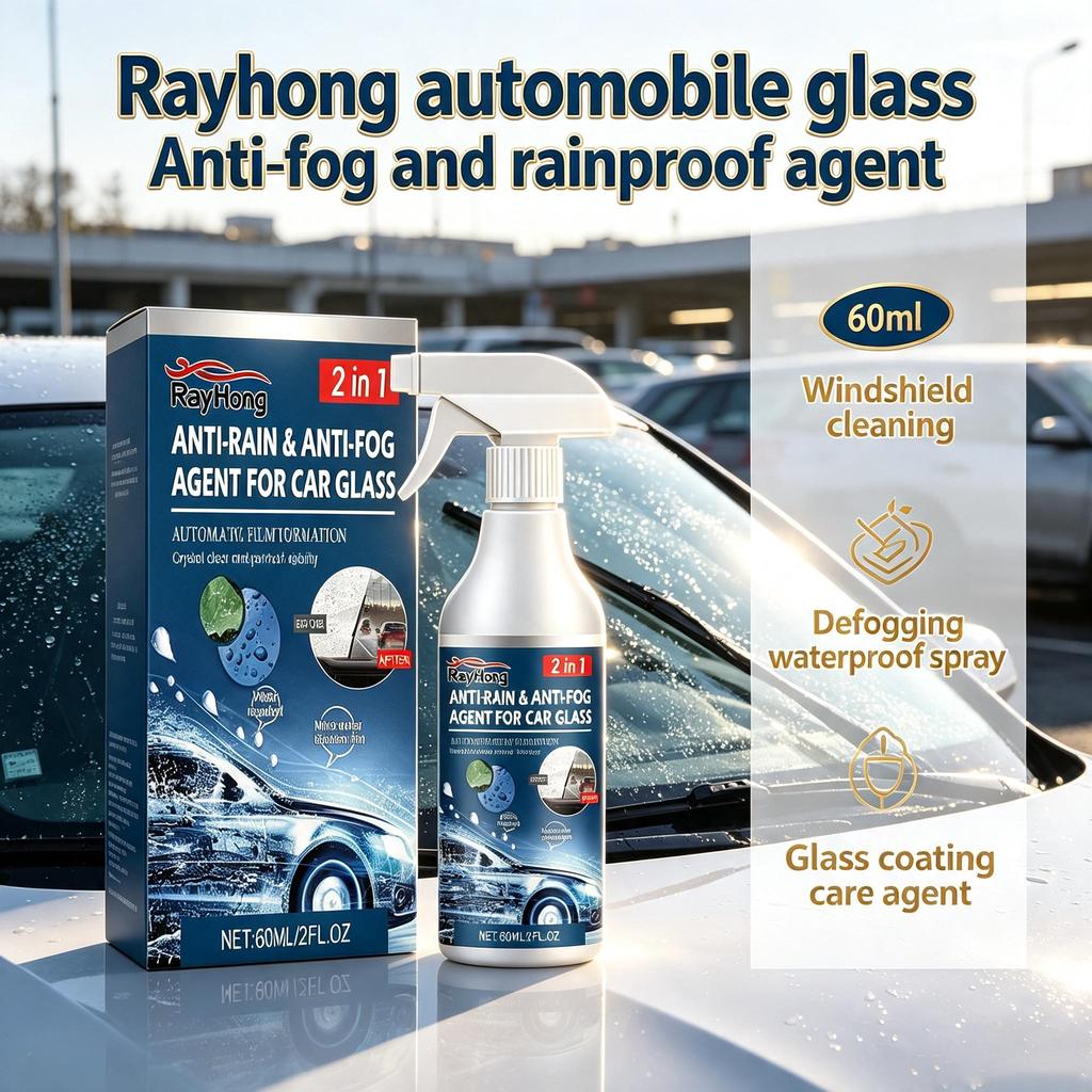 Rayhong automobile glass anti-fog and rainproof agent, windshield cleaning, defogging, waterproof spray, glass coating care agent 60ml