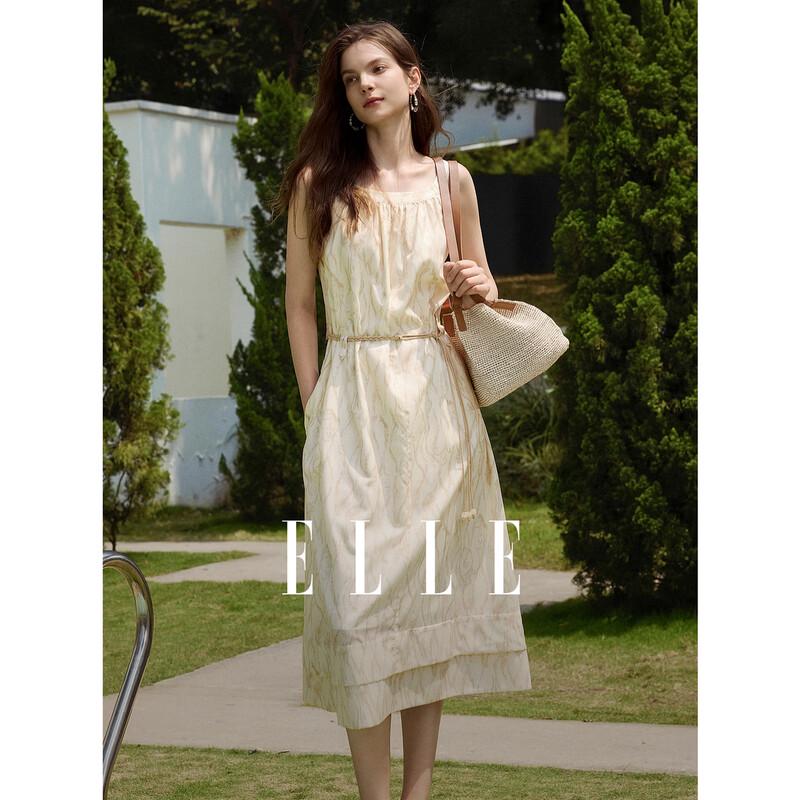 ELLE Women s Textured Print A-line Cami Dress M