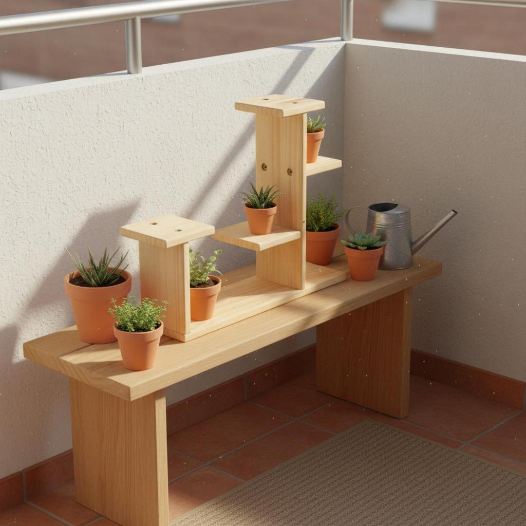 Stand Wood Wooden Tiered Plant Indoor Use Display Shelf for Living Room, Balcony