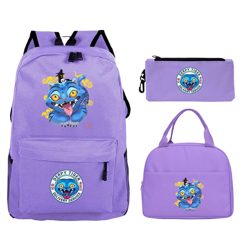 Demon Hunters Printed Children's Backpack Three-piece Campus Fashion Primary and Secondary School Students Large Capacity School Bag