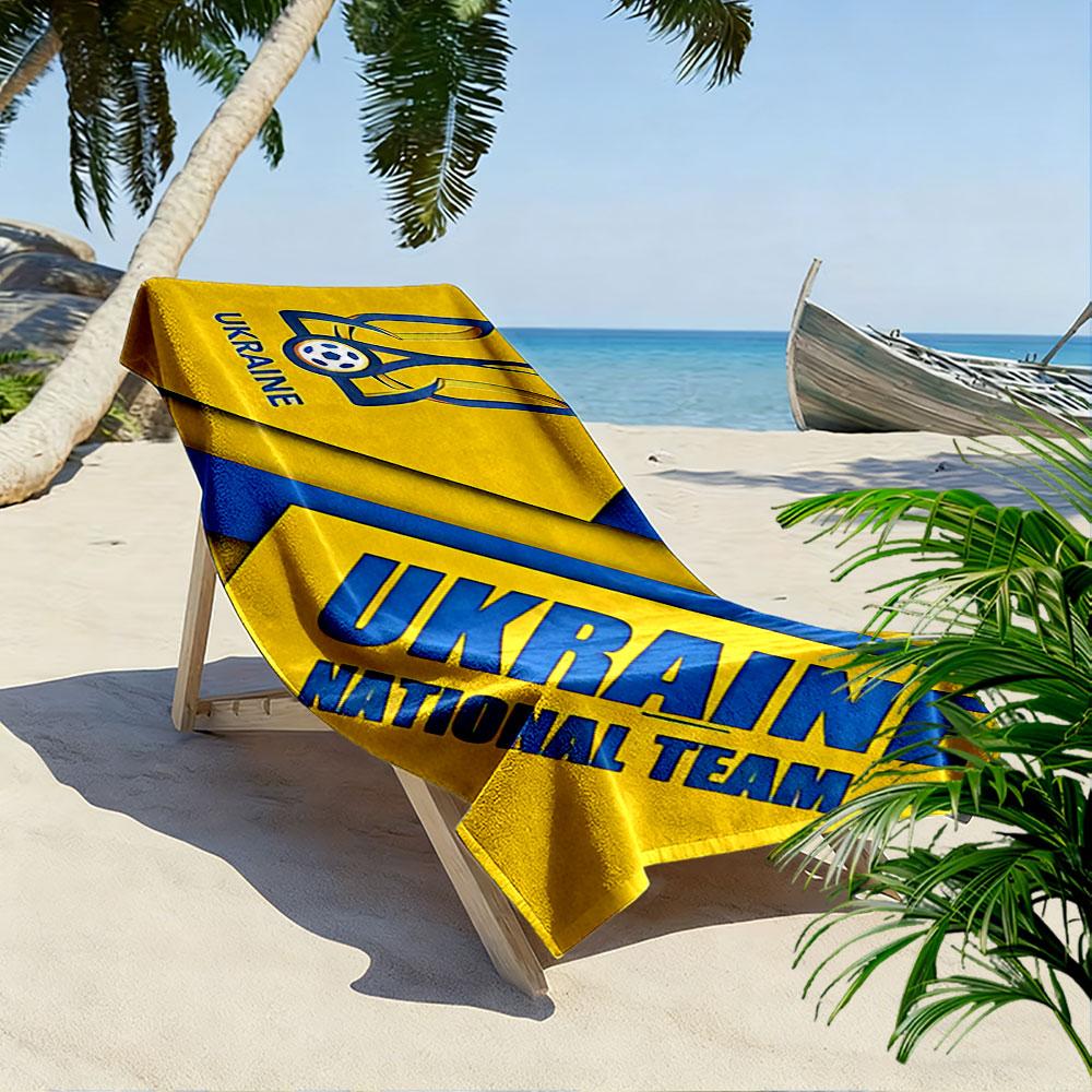 Giant Beach Towel with Ukraine National Football Team, Ultra Soft Quick Dry Microfiber, Fade Resistant, for Pool Beach Vacation