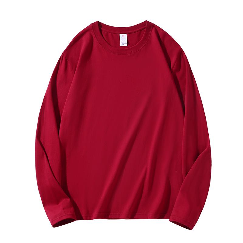 Men's Heavyweight 220g Cotton Long Sleeve Crew Neck T-Shirt, Available In 24 Solid Colors