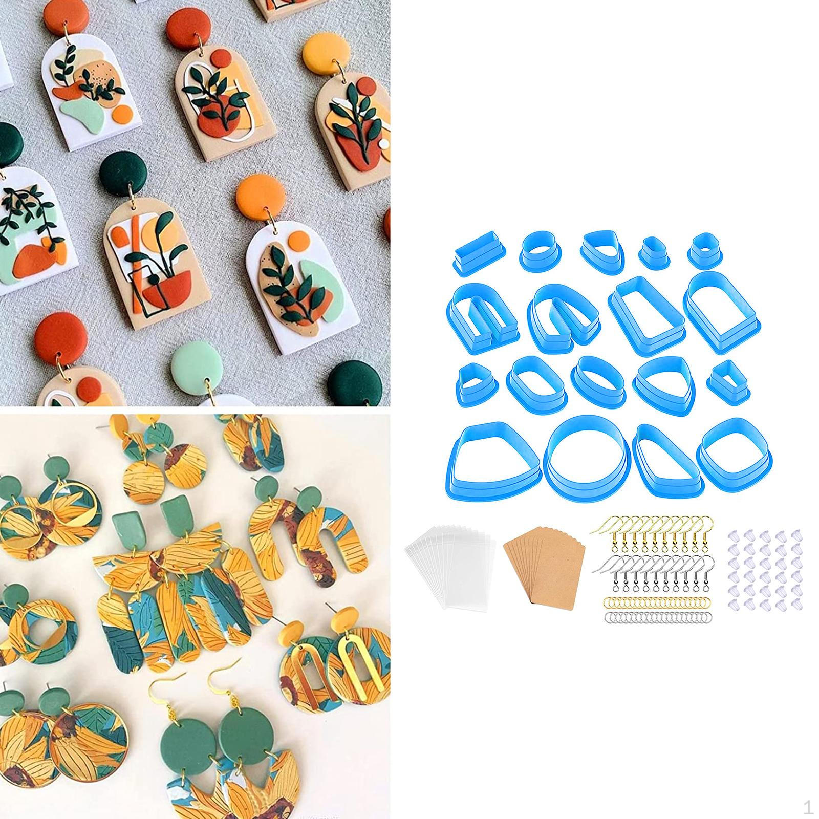 

Earring Cutting DIY Craft with Cards, Hooks, Jump Rings Baking Moulds Art Supplies Blue 118pcs