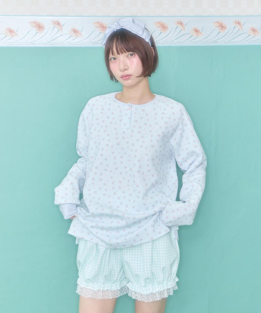 Syakili Coco Henley Neck Waffle Top (Mint)