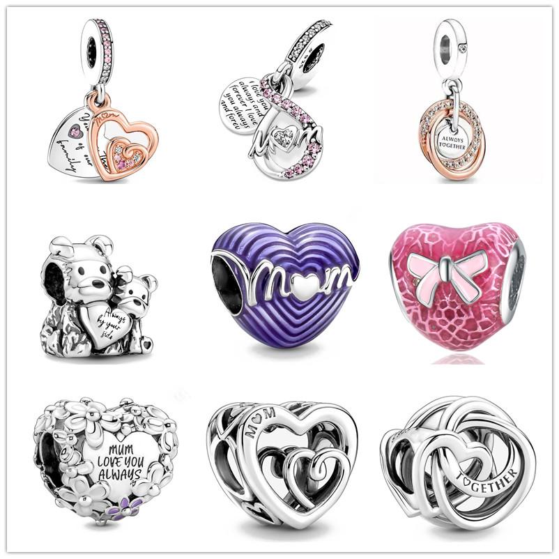 

Love Mum Heart Infinity Pav éDouble висячая подвеска из бисера подходит для оригинального модного браслета, ювелирные изделия своими руками