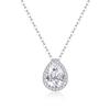 Sterling Silver Moissanite Teardrop Pendant Necklace - Elegant High-End Clavicle Chain