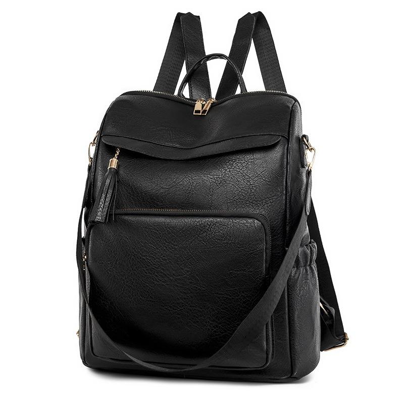 Soft Leather Backpack Vintage Texture Women Casual Backpack Large Capacity Multi-Compartment Women Backpack