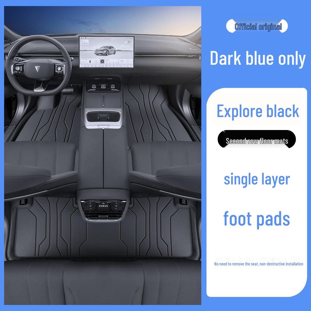Odorless Dark Blue L07 Car Floor Mats: Full-Coverage Interior Protection, Eco-Friendly and Durable Leather Design