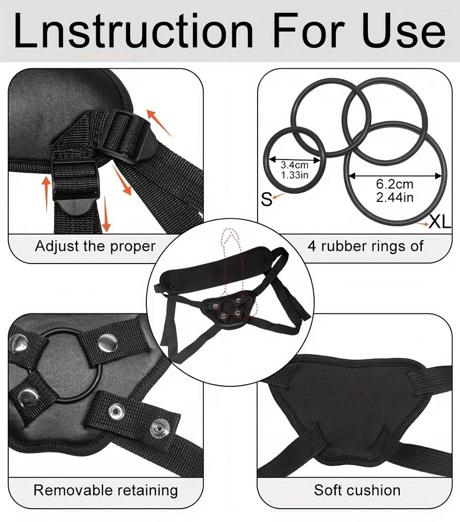 Dildo - Wearable Faux Leather Condom with Suction Cups,Adjustable Size,Realistic Pad,Multiple Options,G-Spot Stimulator for Women & Couples Adult Toy