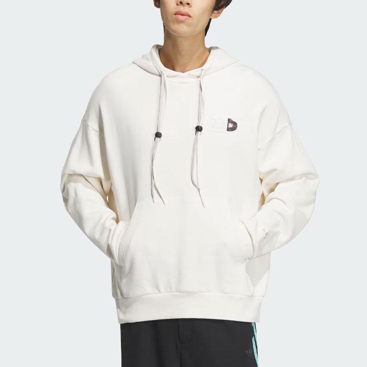 Adidas Originals SS24 V-Day Letter Print Sport Hoodie Unisex Tops Pink White JE3474
