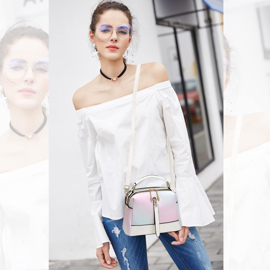 NICOLE & DORIS Women's Mini Handbag, Vertical, 2-Way Shoulder Bag, Gradient Colors, Water-Repellent PU Leather, Crossbody Bag, Shoulder Bag, Handbag,