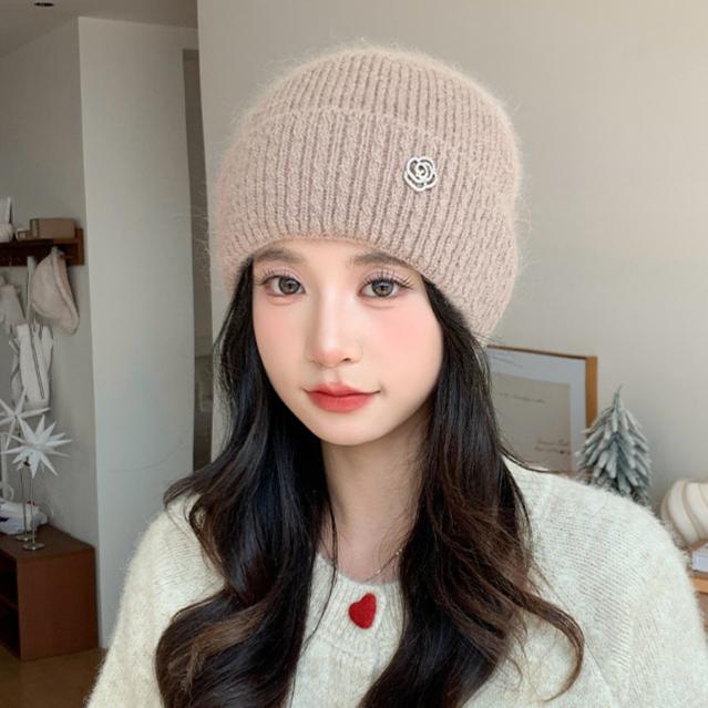 Solid Color Knitted Hat Autumn and Winter Hat Women's Ear Protector Warm Cold Hat Knitted Wool Hat