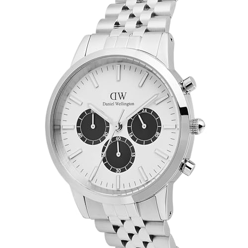 Daniel Wellington Iconic 42 Chronograph Arch 5-Link Off-White Panda S Men's Watch. This Elegant Watch Is Perfect for Men In Their 20s, 30s, and 40s. A