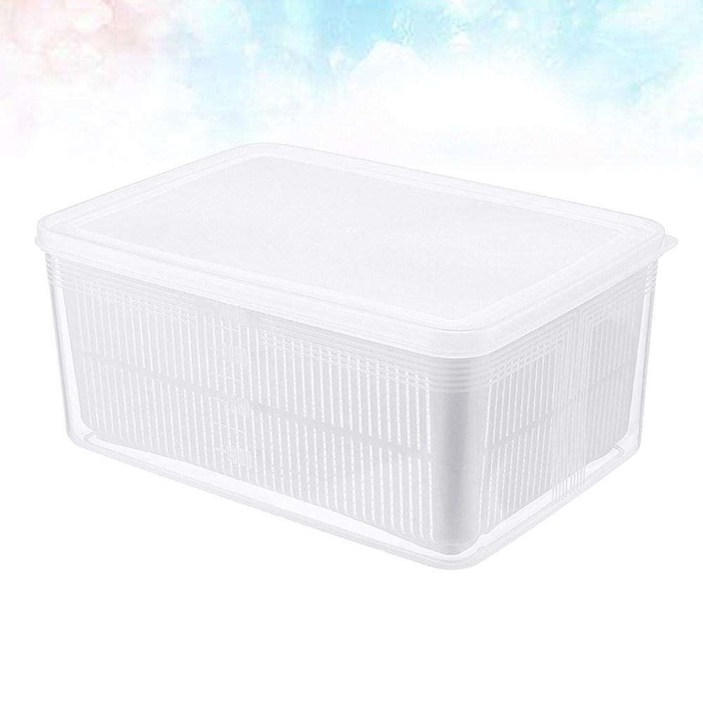 Kitchen Refrigerator Crisper Food Preservation Box 1.5L White Sealed Storage Container Transparent Drain Board Fruit Vegetable