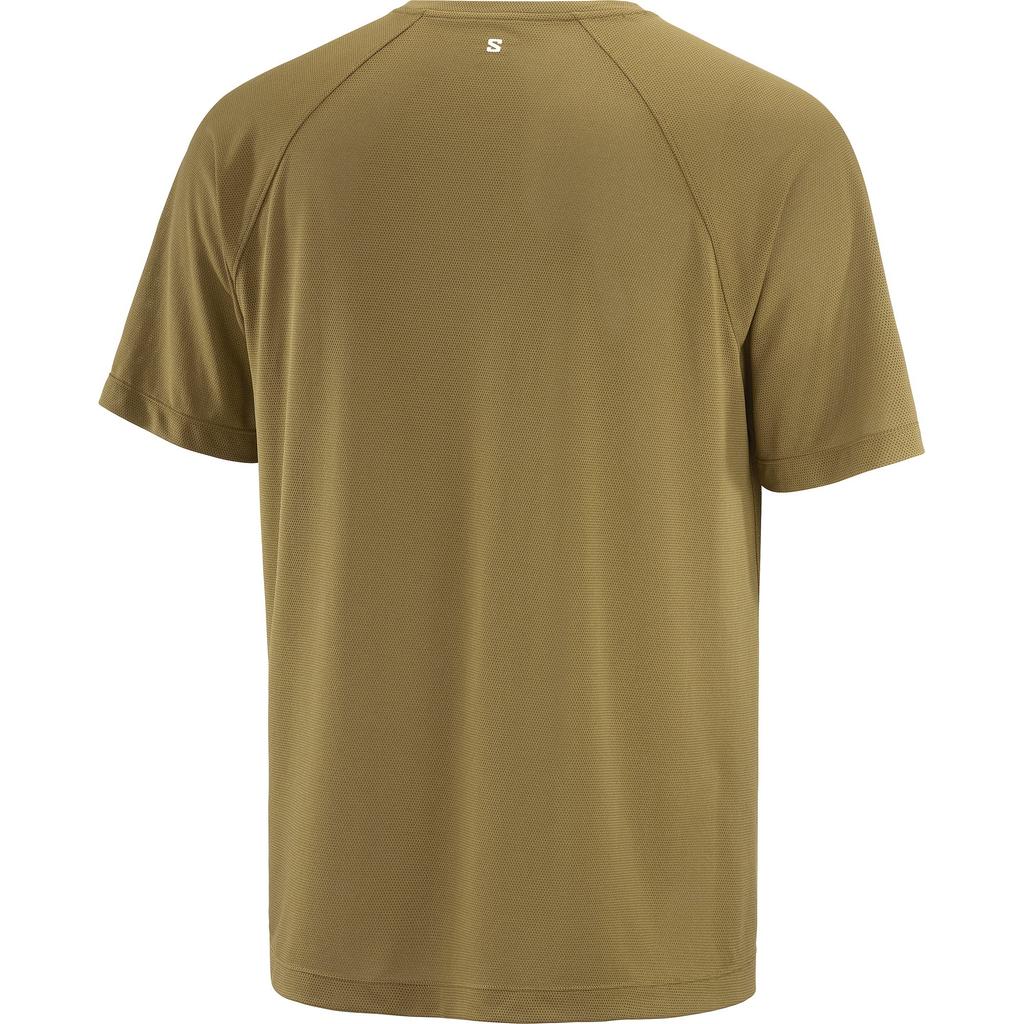 SALOMON T Shirts Men's Olive Green Crew Neck Moderate C26395