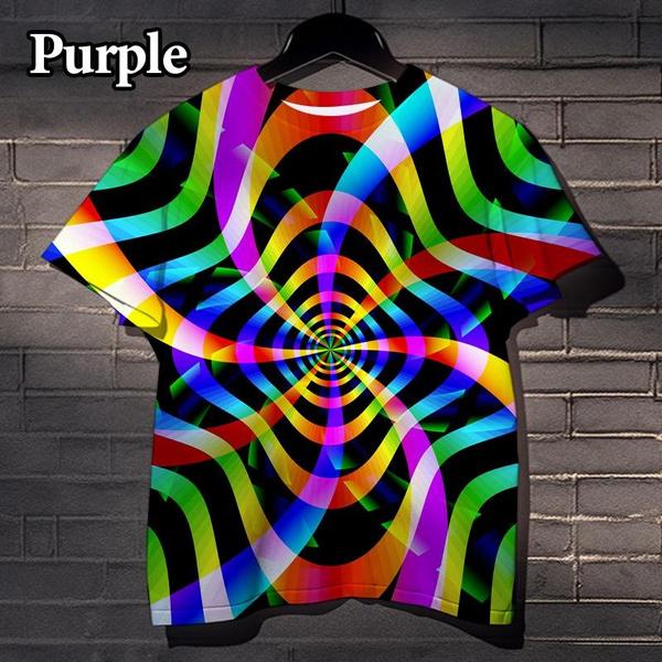 Dizzy Colorful Geometric Pattern 3D Printed Men's and Women's T-shirts Fun Street Fashion Hypnotic Short-sleeved Tops
