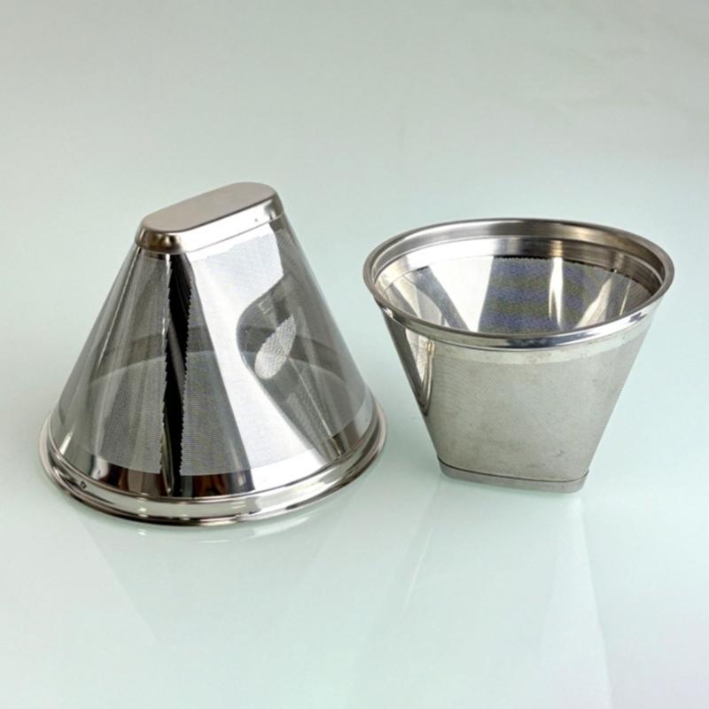 Stainless Steels Coffee Filter Fine Mesh Screen Reusable Cone Shape Strainer for Espresso Coffee Maker Machine Part
