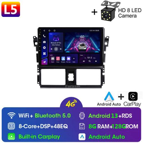 For TOYOTA VIOS GEN 3 Yaris 2013 - 2016 Car Radio Android Automotive Multimedia Player Navigation GPS Carplay Screen Auto Stereo