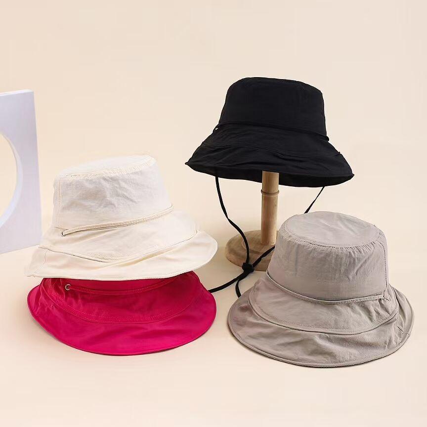 Women'S Bucket Hat Spring Summer Windproof Sunshade Fisherman Cap Female Sunscreen Sun Hat Cloth Foldable Sunhat New