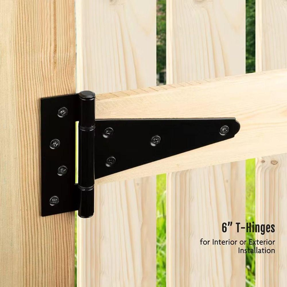 3/4/6inch Door Hinges Metal Rustproof T Shaped Door Hinges with Screws Heavy Duty Gate Strap Hinges
