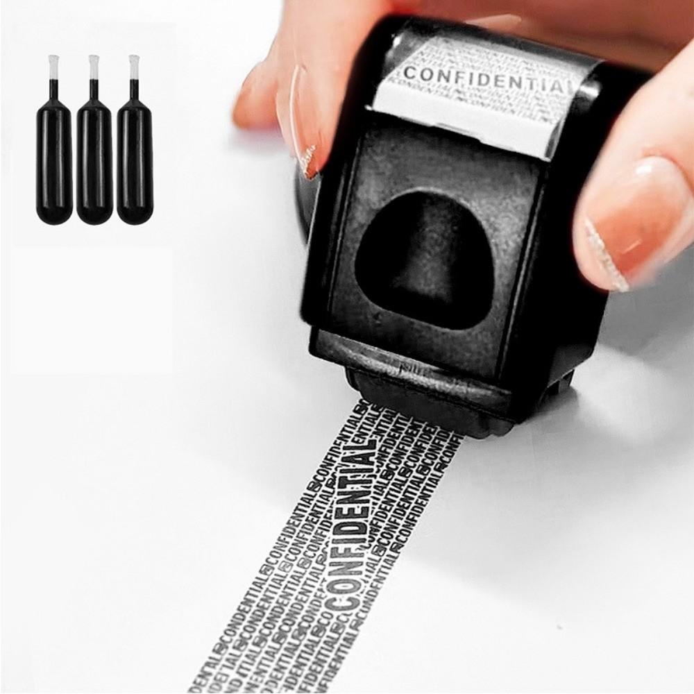 Leakproof Identity Theft Protection Roller Stamp Portable Roller Stamp Manual Roller Stamp Garbled Chapter Ink Refill